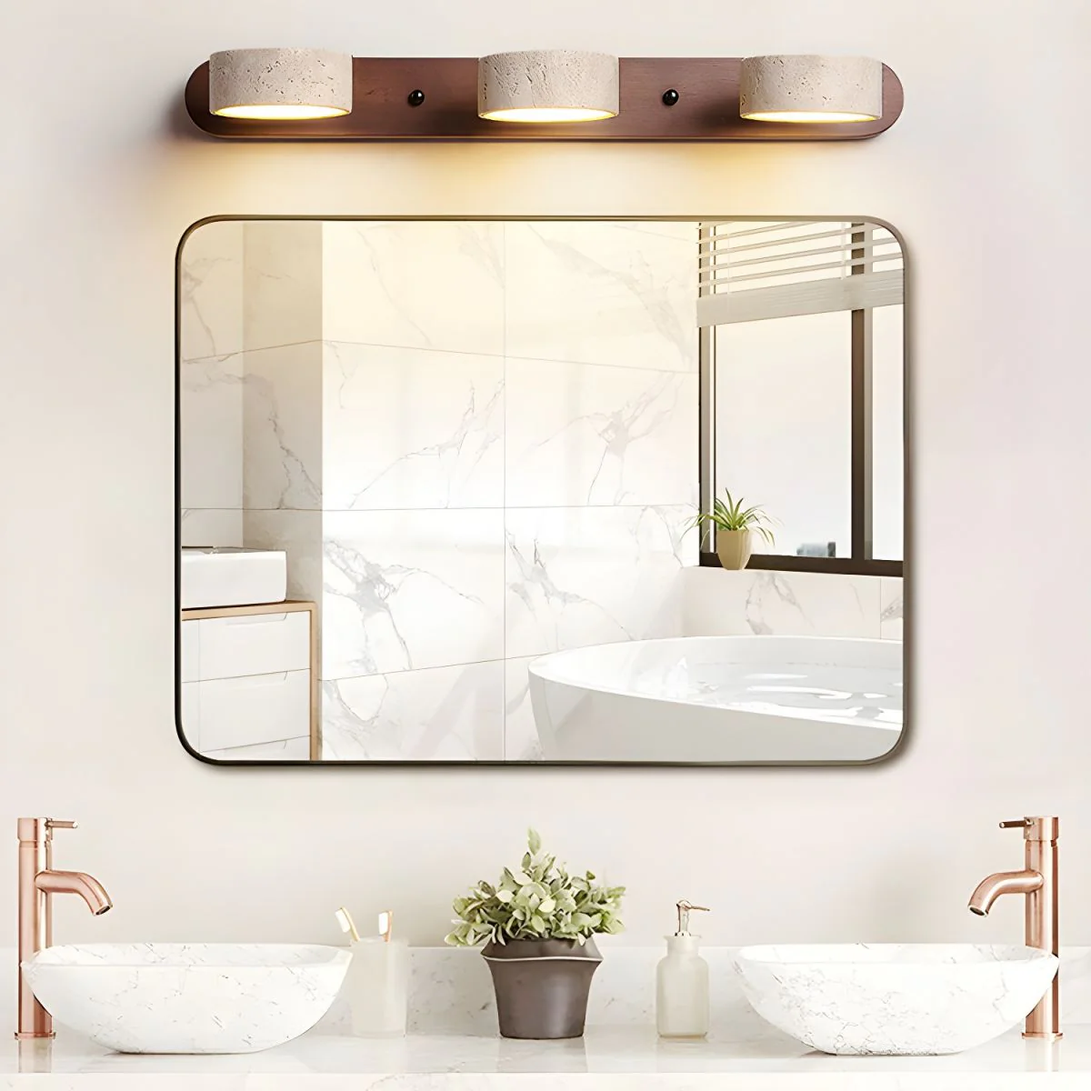Zaid Modern Minimalism LED Stone Wood Wall Light Bathroom Bedroom
