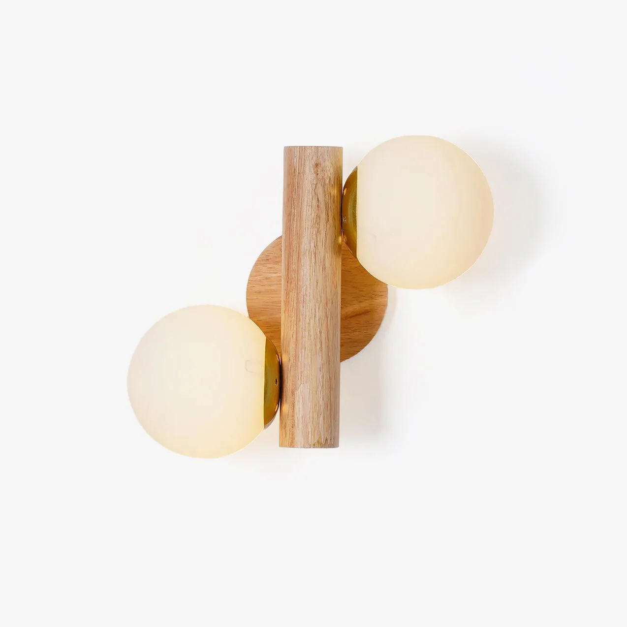 Ozawa Double Spherical Wood Glass Wall Lamp Bedroom Living Room