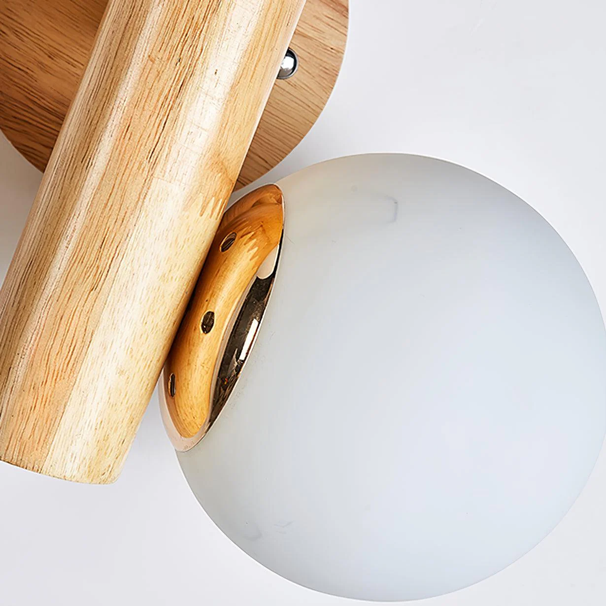 Ozawa Double Spherical Wood Glass Wall Lamp Bedroom Living Room
