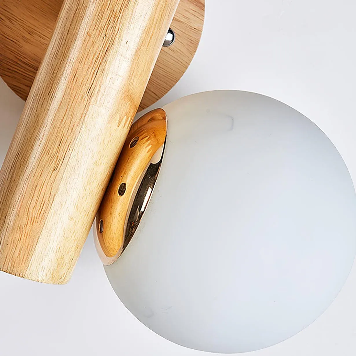 Ozawa Double Spherical Wood Glass Wall Lamp Bedroom Living Room