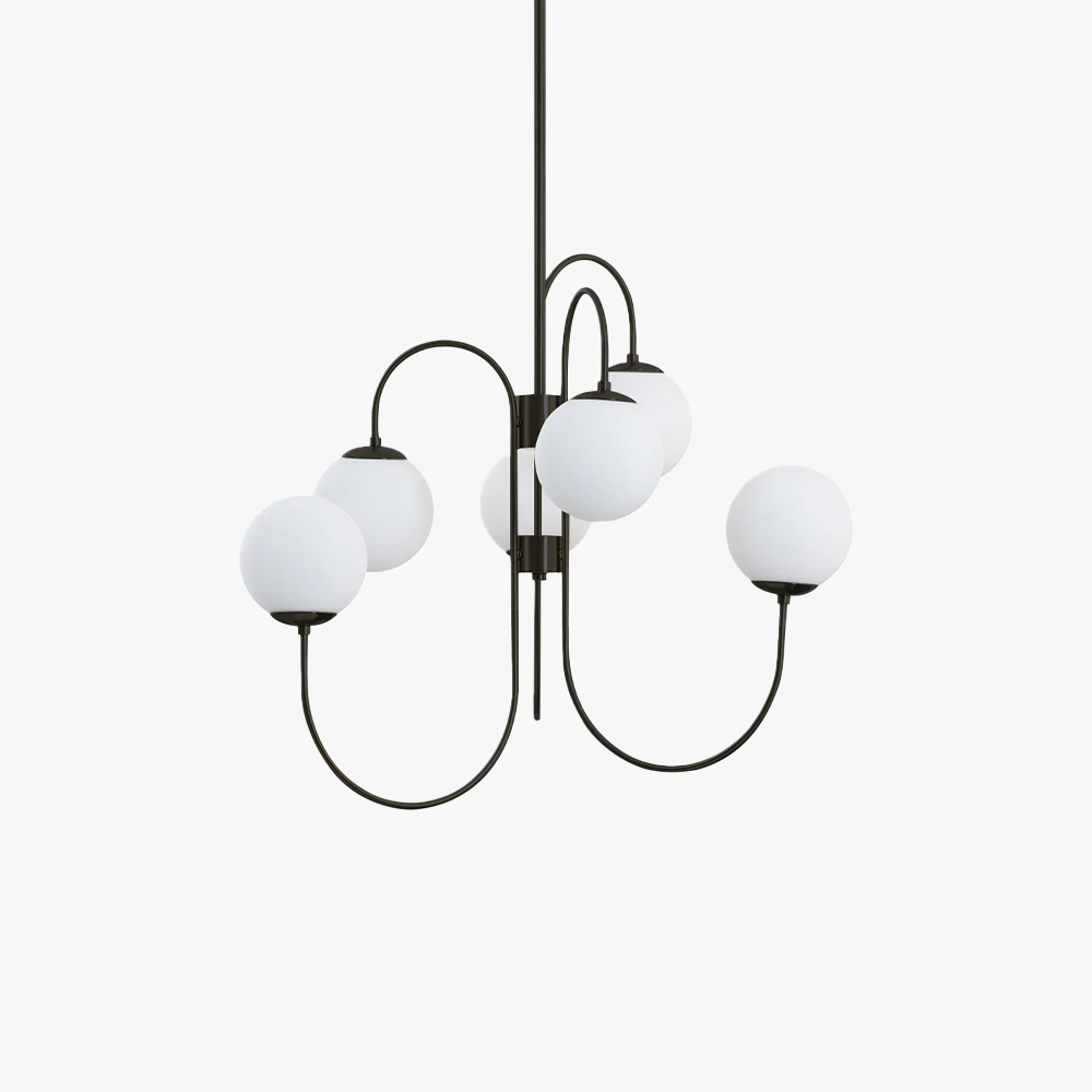 Alessio Vintage Metal Glass Gold Black Pendant Light Bedroom Living Room