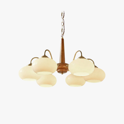 Valentina Vintage Wood Glass Chandelier Shades Living Dining Room