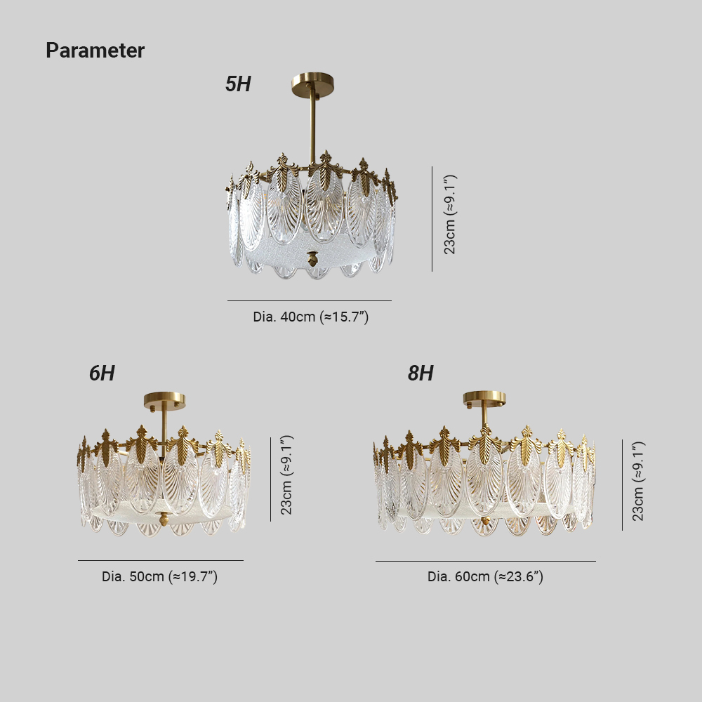 Alessio Vintage Luxury Glass Round Chandelier Living Dining Room