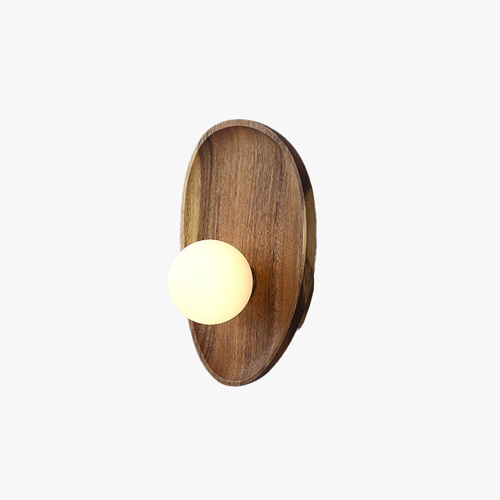 Muto Natural Wood Glass Walnut Wall Lamp Bedroom Living Room