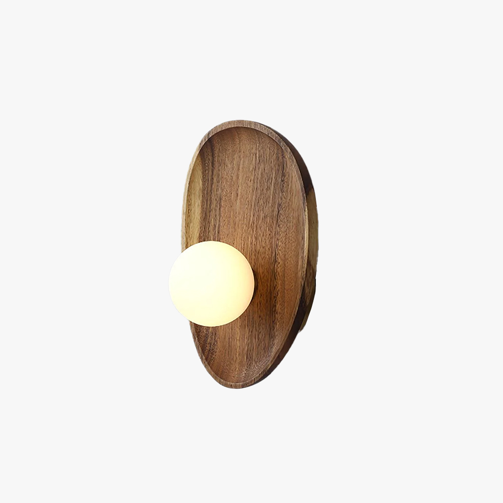 Muto Natural Wood Glass Walnut Wall Lamp Bedroom Living Room