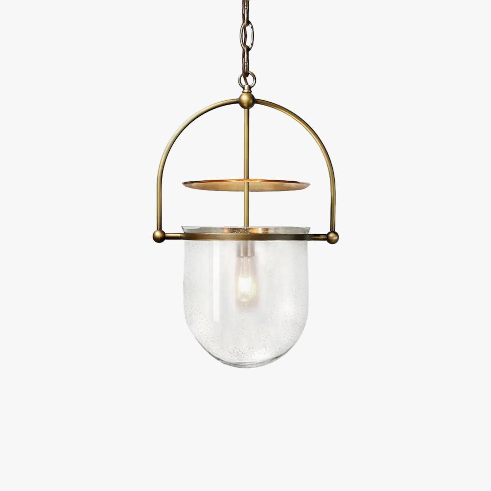 Alessio Unusual Glass Amber Clear Metal Pendant Light Bedroom Living Room