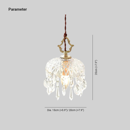 Marilyn Vintage Metal Crystal Glass Pendant Light Bedroom Living Room