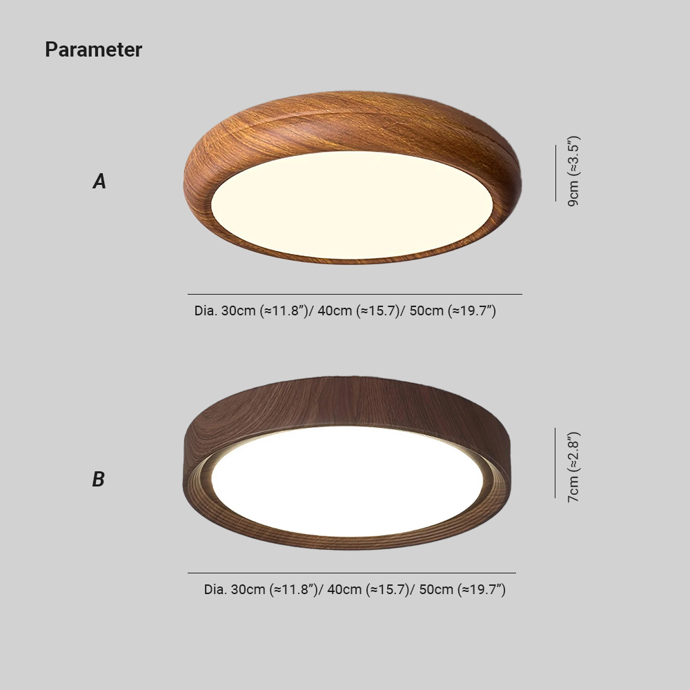 Muto Modern Round Wood Round Ceiling Light Bedroom