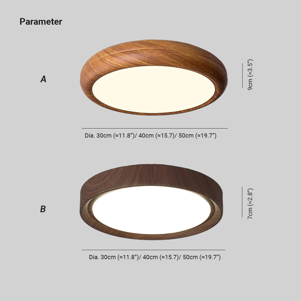 Muto Modern Round Wood Round Ceiling Light Bedroom