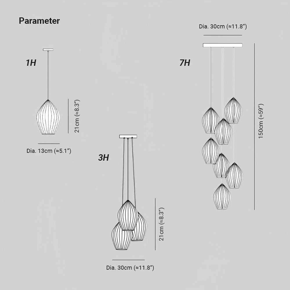 Ozawa Simplicity Ceramic Ribbed Pendant Light Bedroom