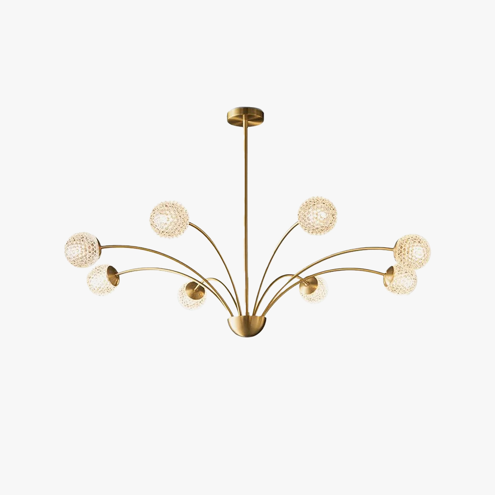 Valentina Classical Brass Glass Chandelier Living Room Dining Room