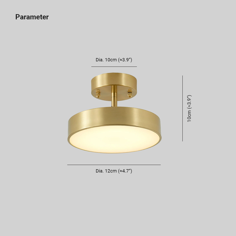 Edge Industrial Round Metal Acrylic Brass Ceiling Light Living Room Hallway