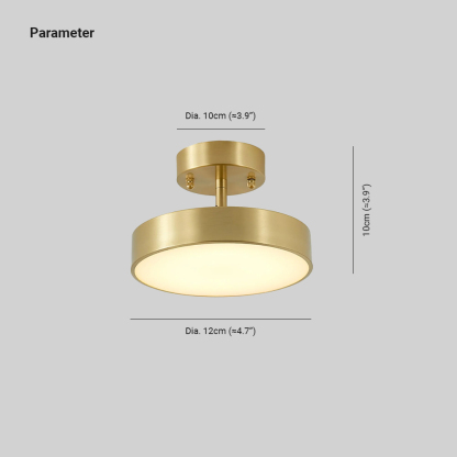 Edge Industrial Round Metal Acrylic Brass Ceiling Light Living Room Hallway