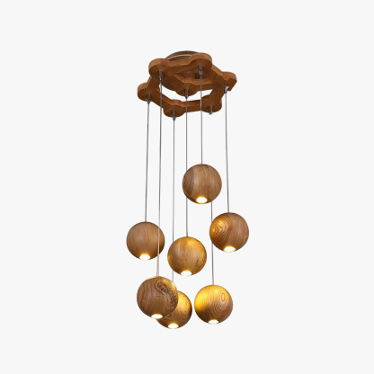 Muto Orb Sphere Cluster Metal Wood Pendant Light Dining Room Living Room
