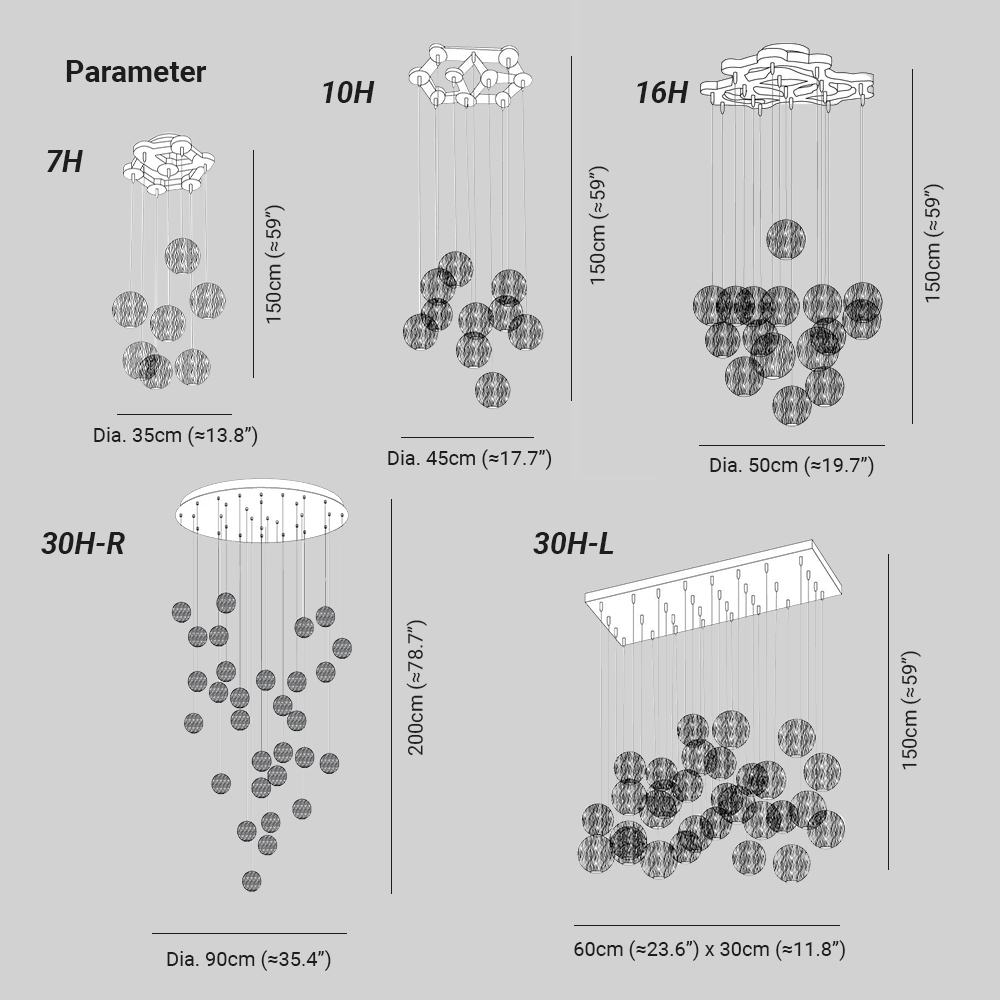 Muto Orb Sphere Cluster Metal Wood Pendant Light Dining Room Living Room