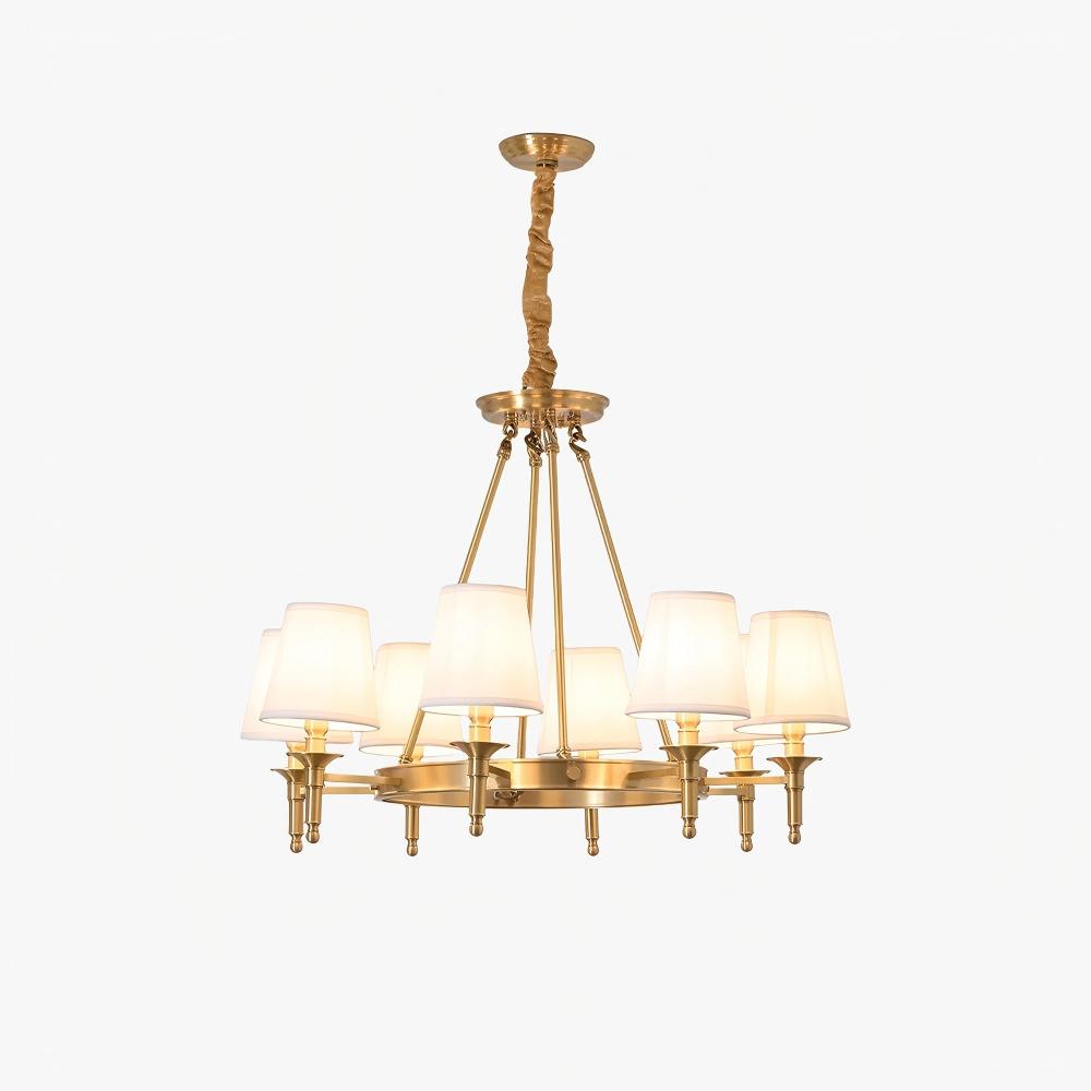 Alessio Antique Brass Linen Chandelier Bedroom Living Room