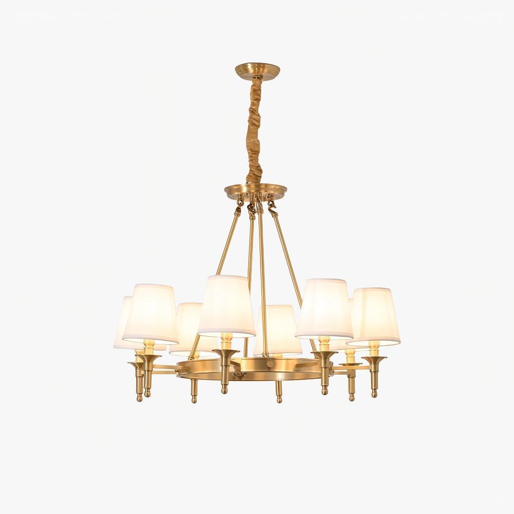 Alessio Antique Brass Linen Chandelier Bedroom Living Room