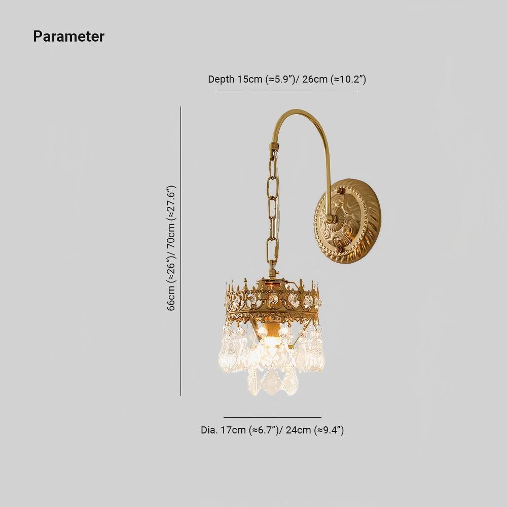 Alessio Classical Crystal Crown Wall Lamp Bathroom Kitchen