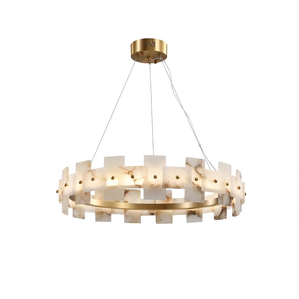 Jade Gorgeous Ring Alabaster Brass Chandelier Living Room Bedroom