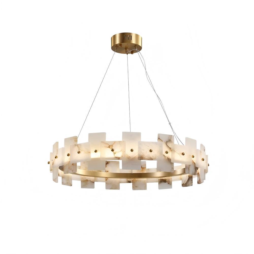 Jade Gorgeous Ring Alabaster Brass Chandelier Living Room Bedroom
