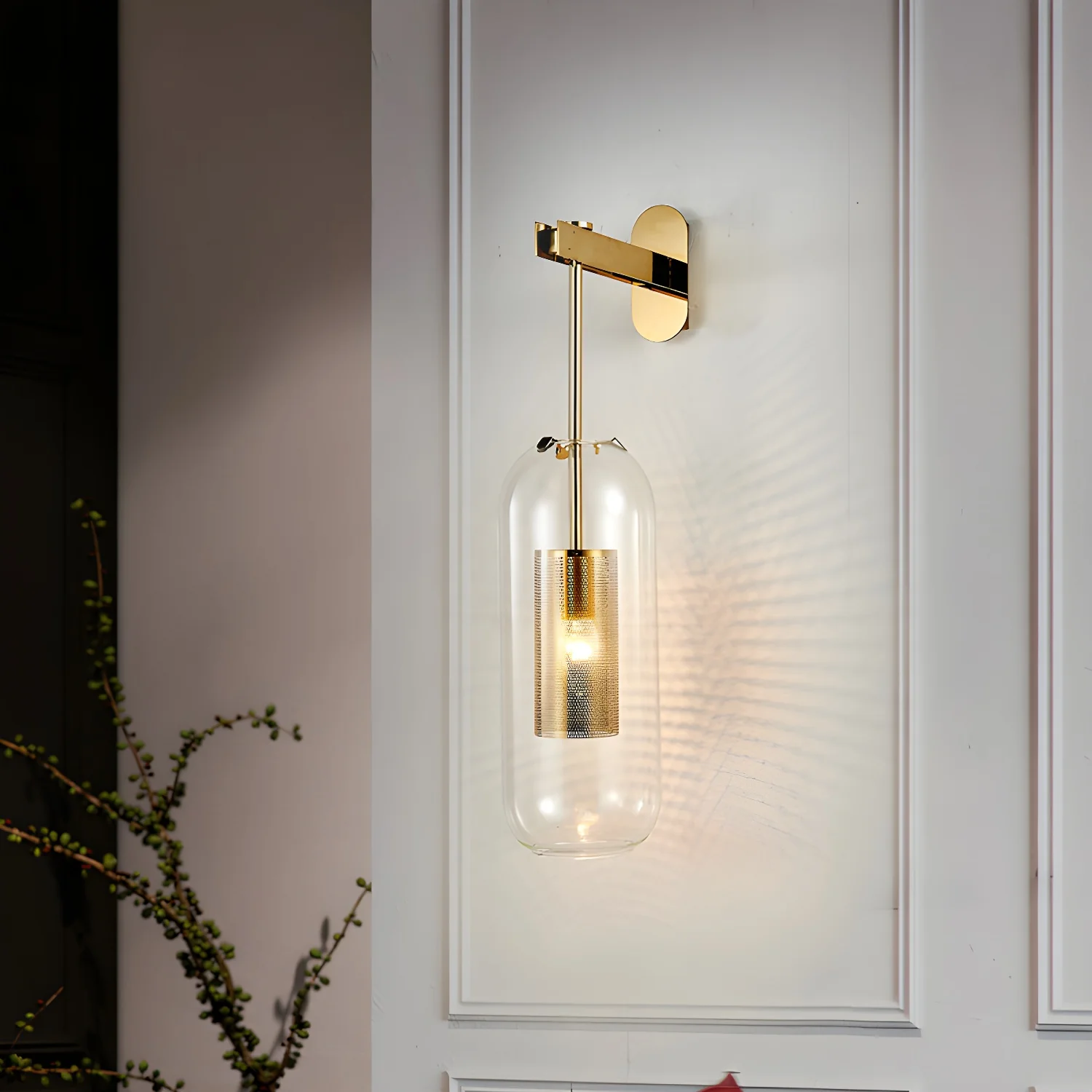 Edge Modern Round Meta Glass Wall Lamp Living Room