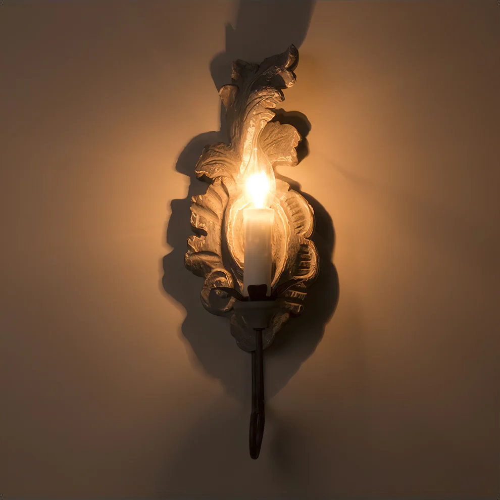 Alessio Vintage Metal Wood Old White Antique Gold Old Grey Wall Lamp Dining Room