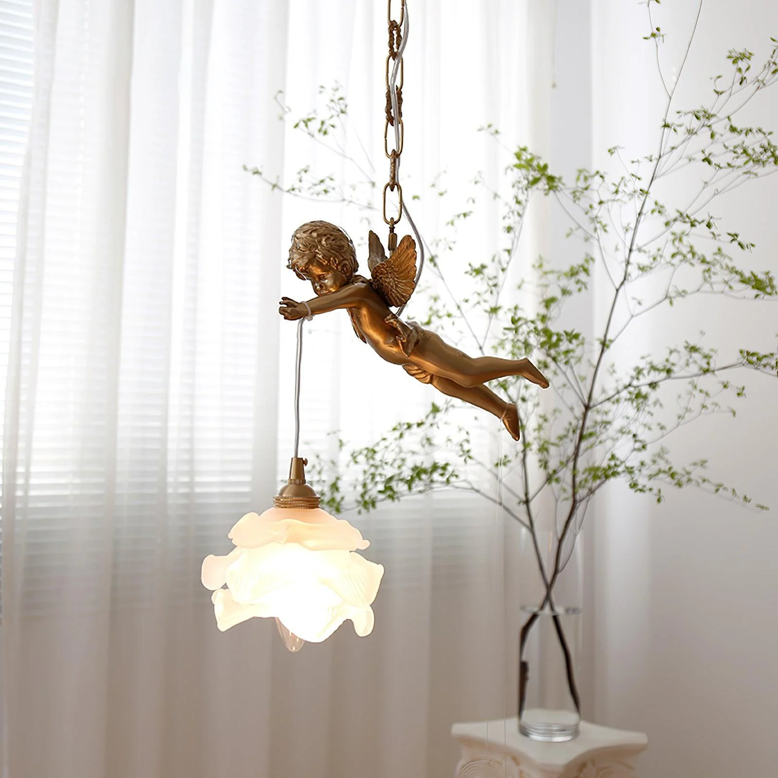 Carins Vintage Angel Brass Pendant Light Living Room Bedroom
