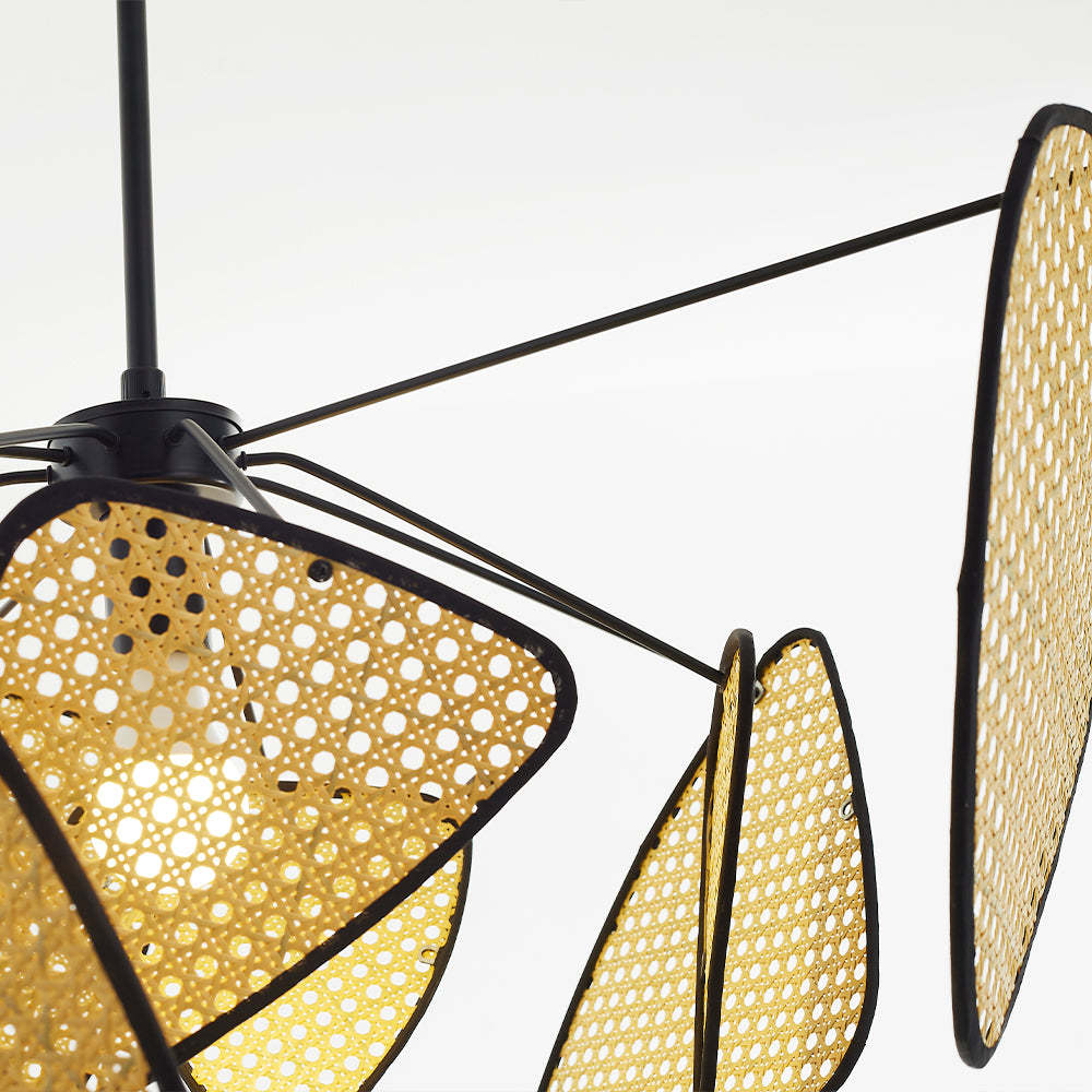 Ritta Pendant Light Leaf Grid, Rattan/Metal, Bedroom