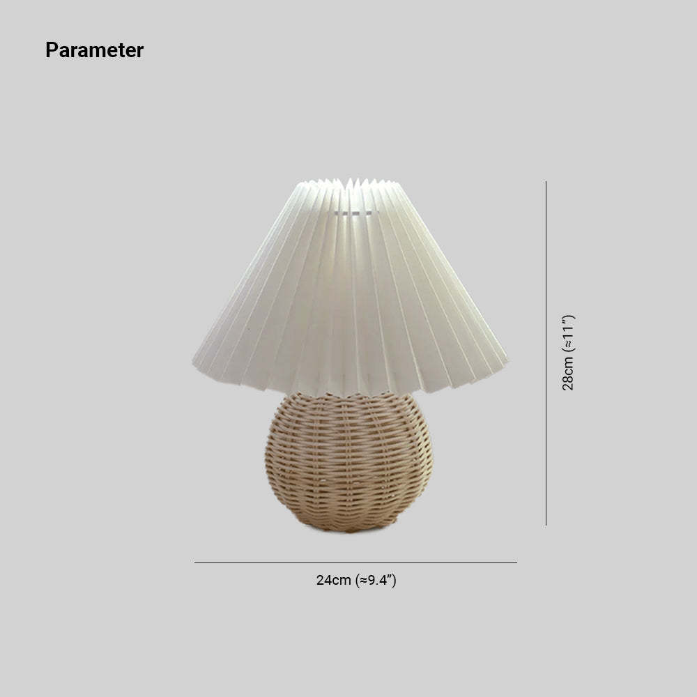 Ozawa Vintage Bedside Table Lamp, Cream/Beige/White, Rattan/Wood/Ceramic