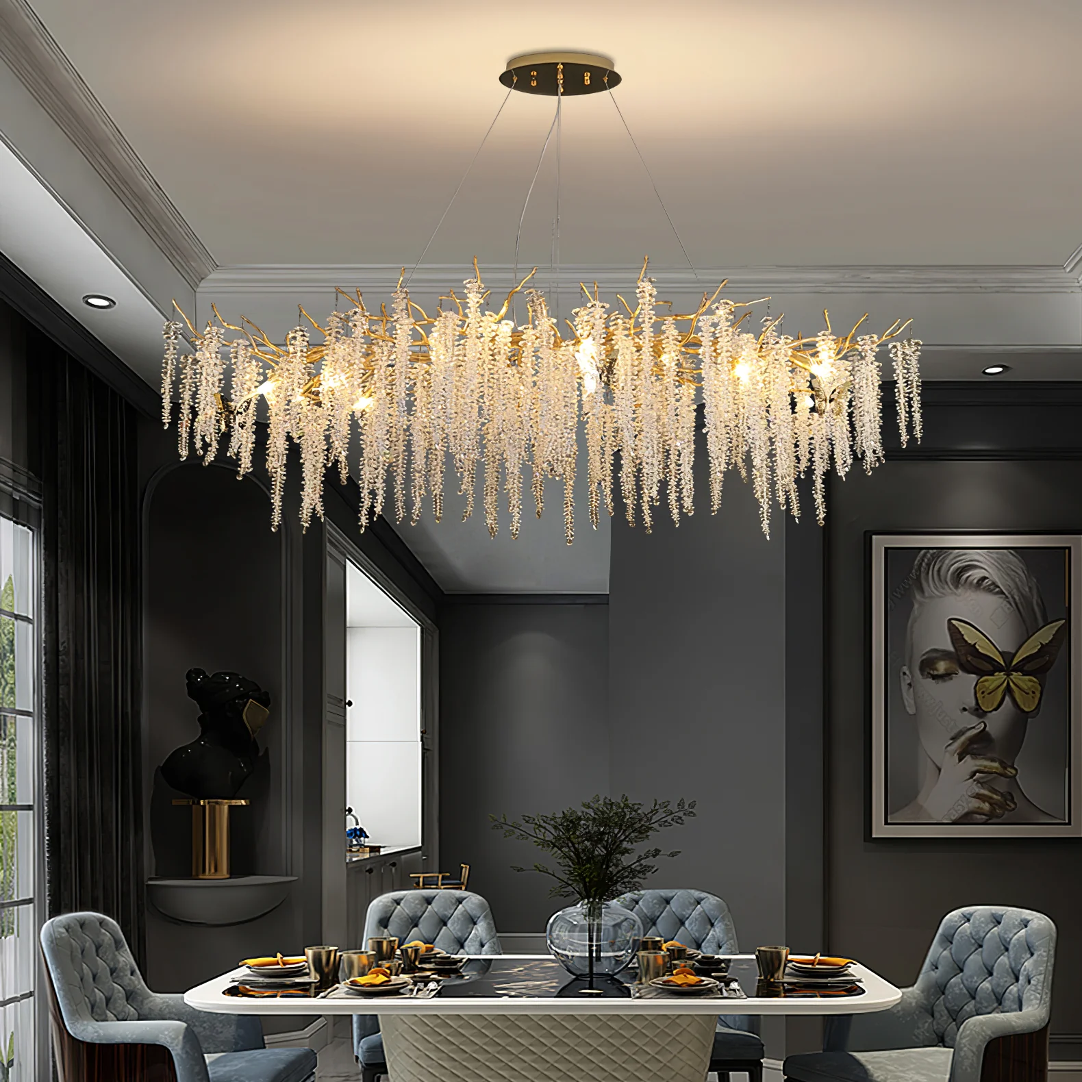 Marilyn Gorgeous Nordic Metal Glass Chandelier Living Room Dining Room