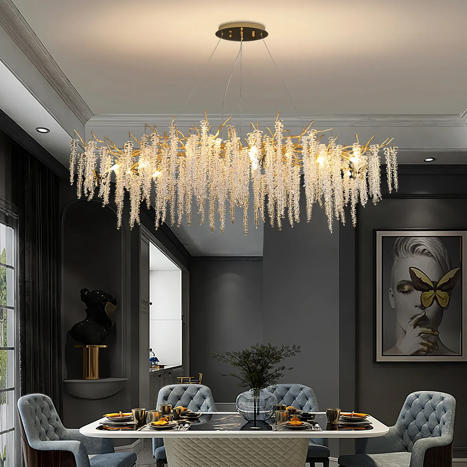 Marilyn Gorgeous Nordic Metal Glass Chandelier Living Room Dining Room