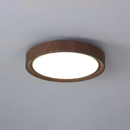 Muto Modern Round Wood Grain Round Ceiling Light Bedroom
