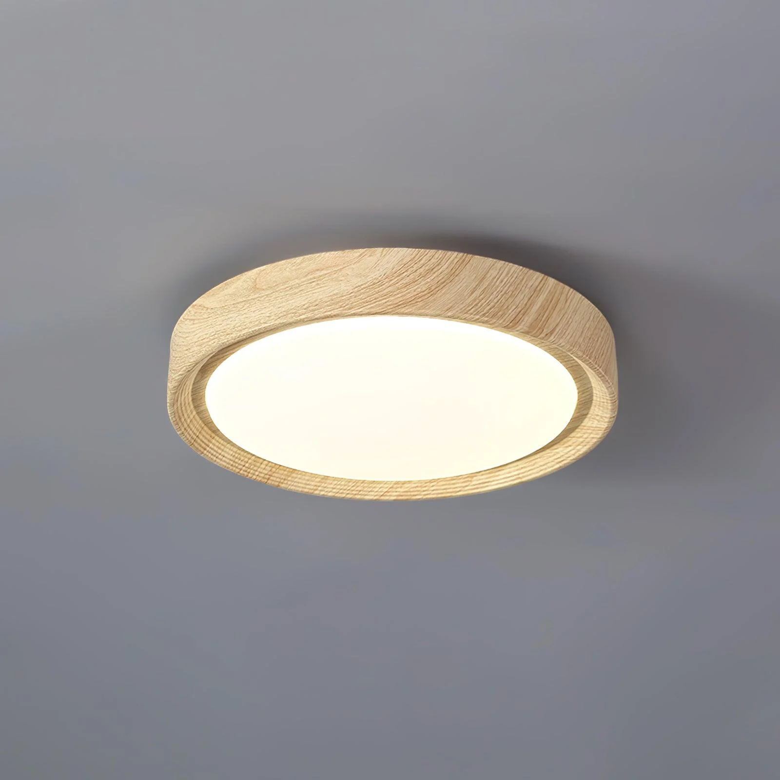Muto Modern Round Wood Grain Round Ceiling Light Bedroom