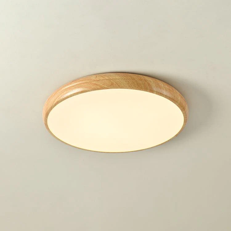 Muto Modern Round Wood Grain Round Ceiling Light Bedroom