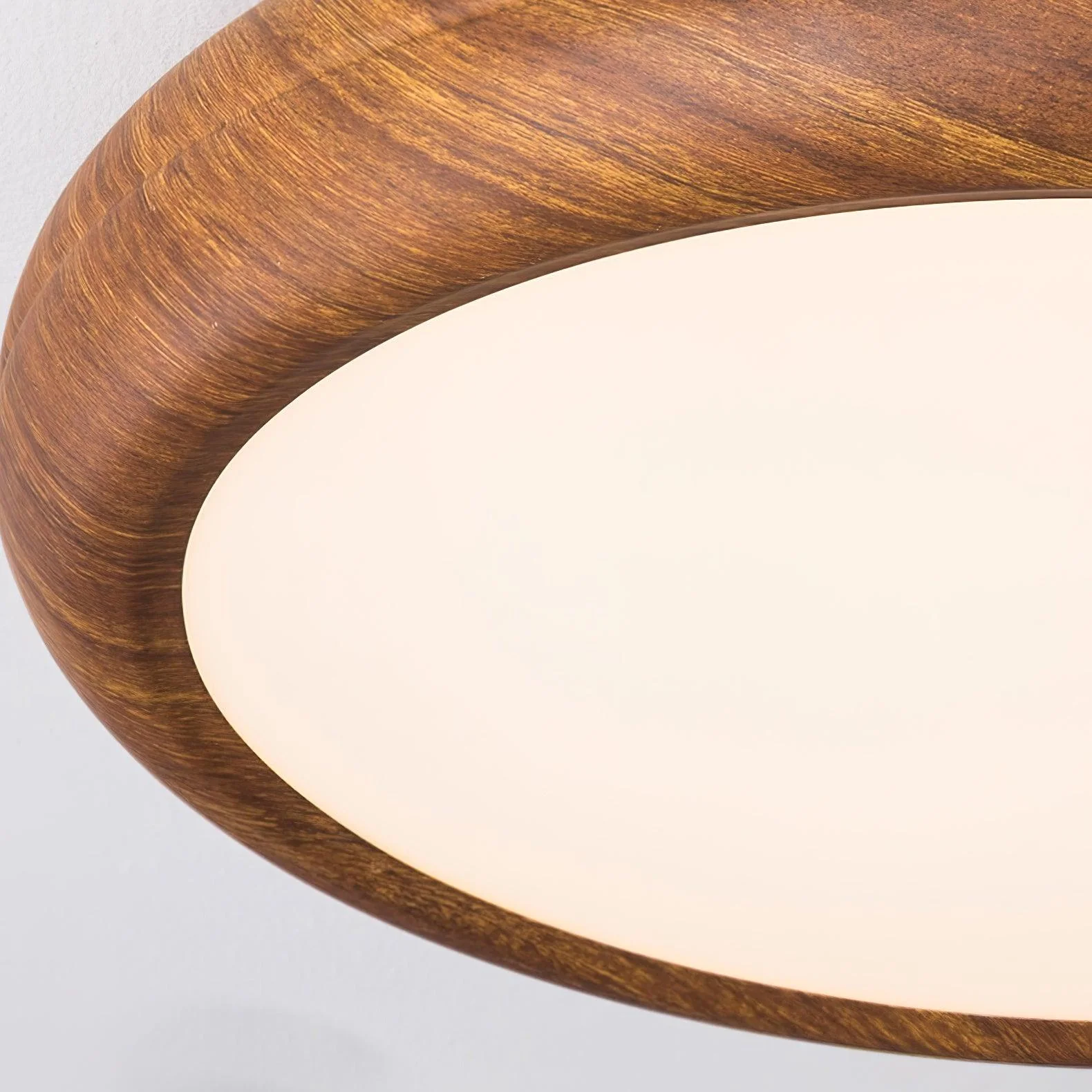 Muto Modern Round Wood Grain Round Ceiling Light Bedroom