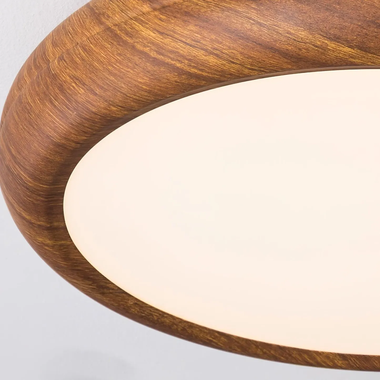 Muto Modern Round Wood Grain Round Ceiling Light Bedroom