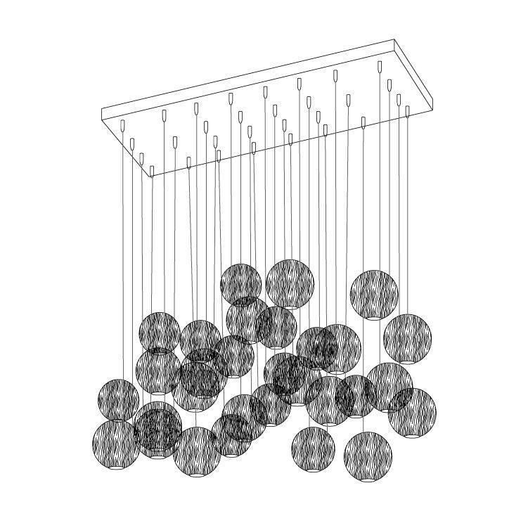 Muto Orb Sphere Cluster Metal Wood Pendant Light Dining Room Living Room