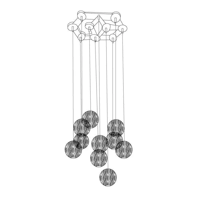 Muto Orb Sphere Cluster Metal Wood Pendant Light Dining Room Living Room