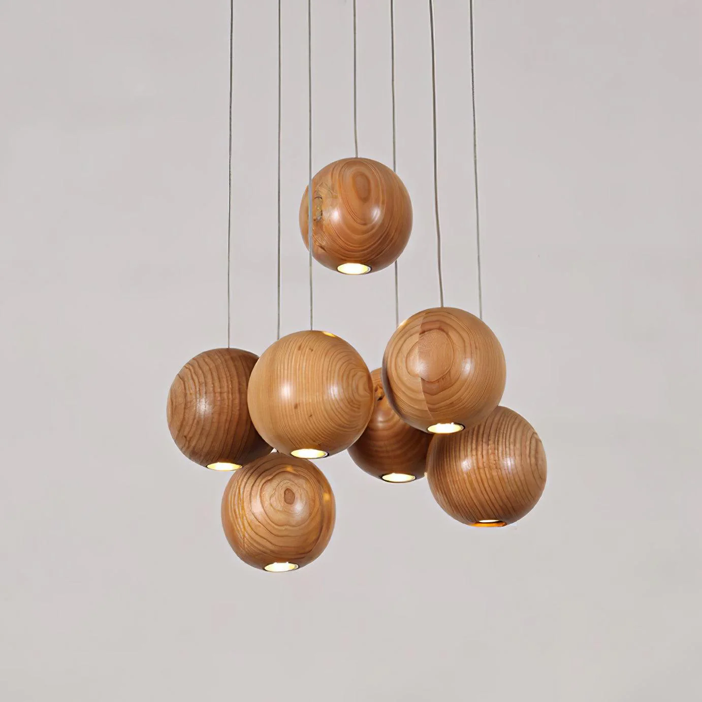 Muto Orb Sphere Cluster Metal Wood Pendant Light Dining Room Living Room