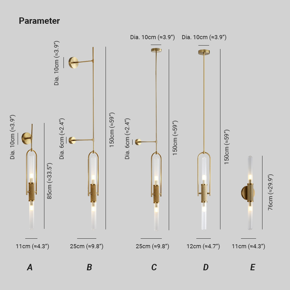 Meza Modern Long Pole Glass Luxury Wall Light Shades Hallway Bedroom Living Room