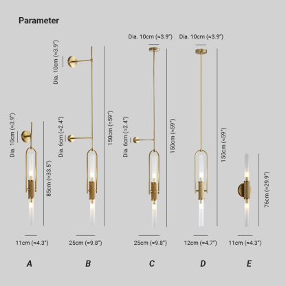 Meza Modern Long Pole Glass Luxury Wall Light Shades Hallway Bedroom Living Room