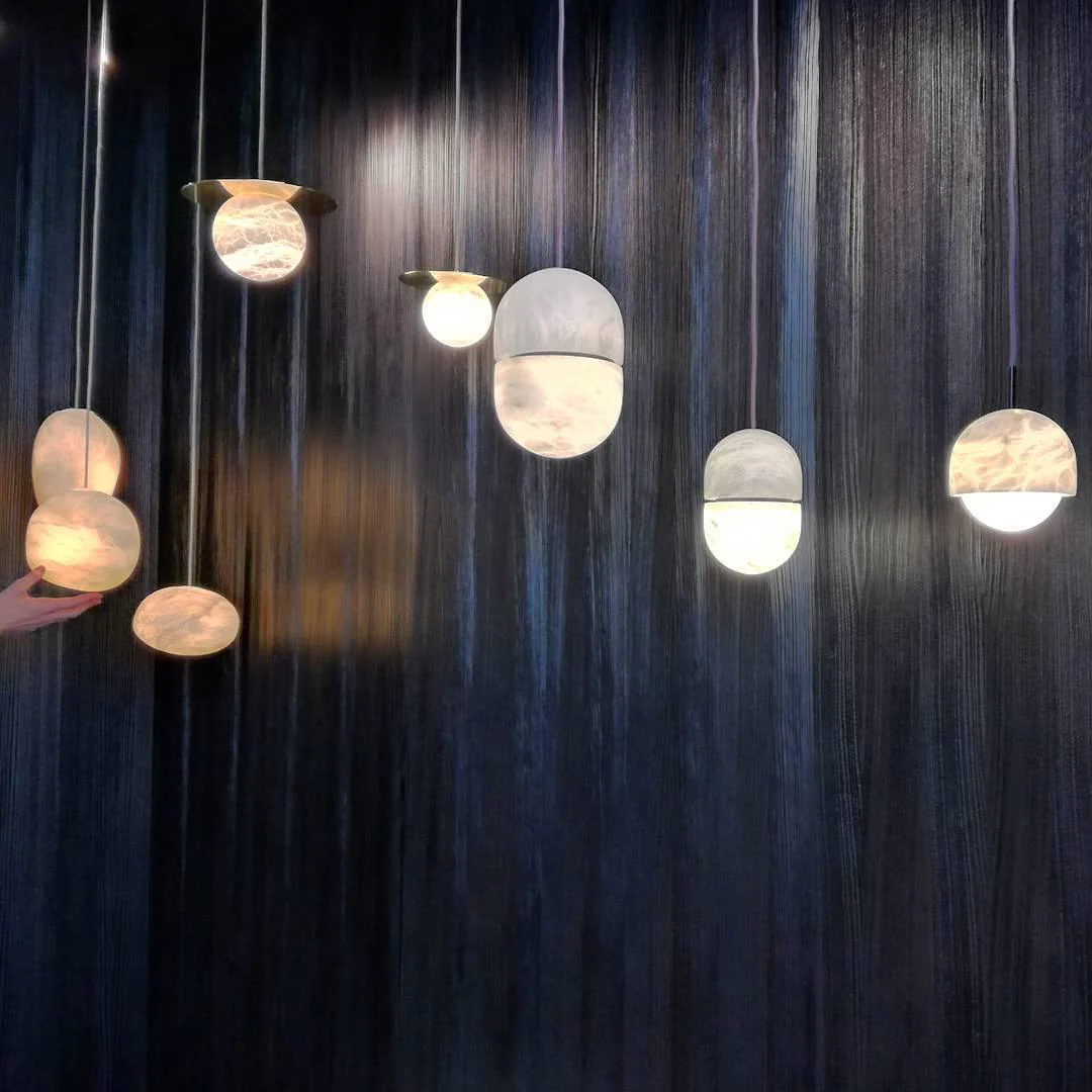 Byers Ellipsoidal Urban Metal Alabaster Pendant Light Hallway Living Room