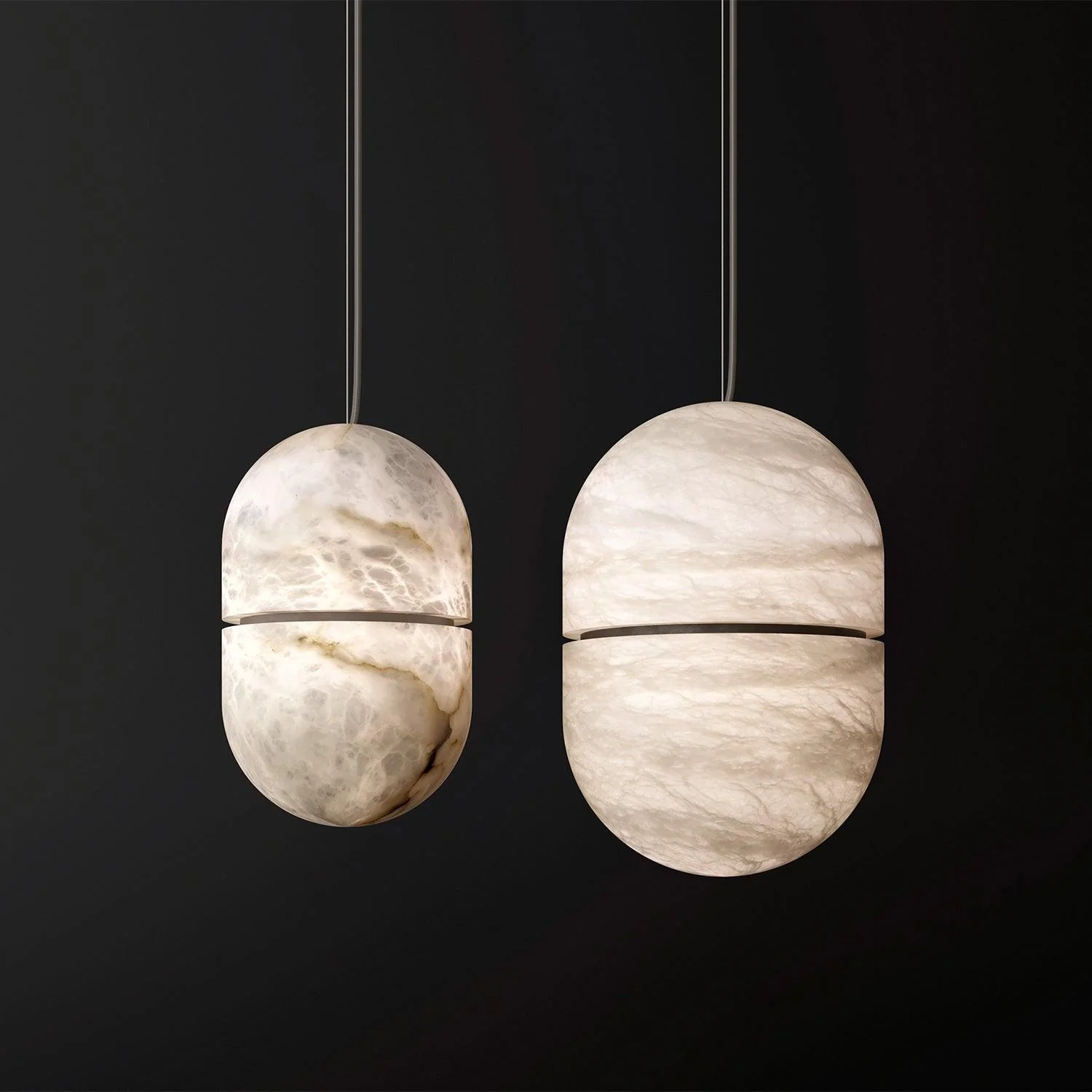 Byers Ellipsoidal Urban Metal Alabaster Pendant Light Hallway Living Room