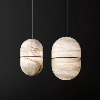 Byers Ellipsoidal Urban Metal Alabaster Pendant Light Hallway Living Room