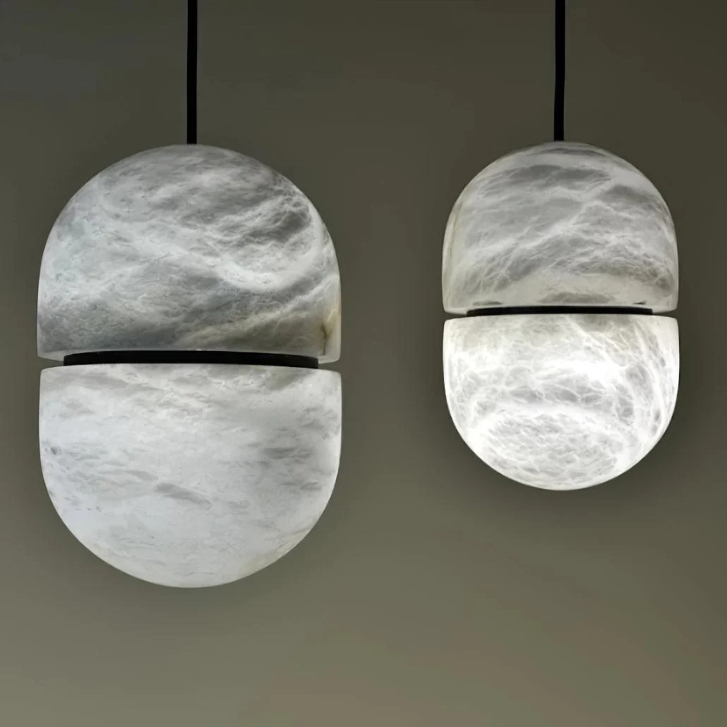 Byers Ellipsoidal Urban Metal Alabaster Pendant Light Hallway Living Room
