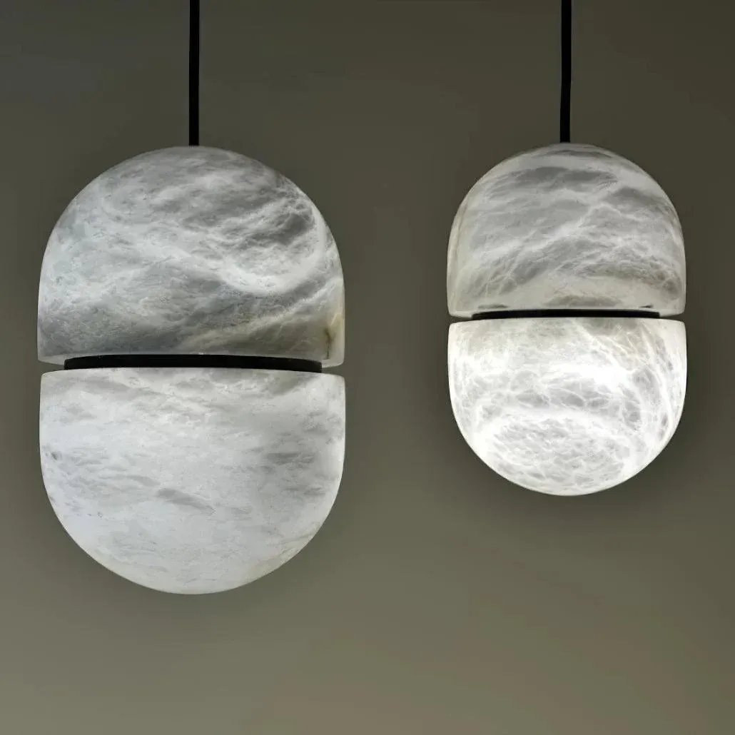 Byers Ellipsoidal Urban Metal Alabaster Pendant Light Hallway Living Room