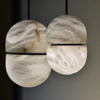 Byers Ellipsoidal Urban Metal Alabaster Pendant Light Hallway Living Room