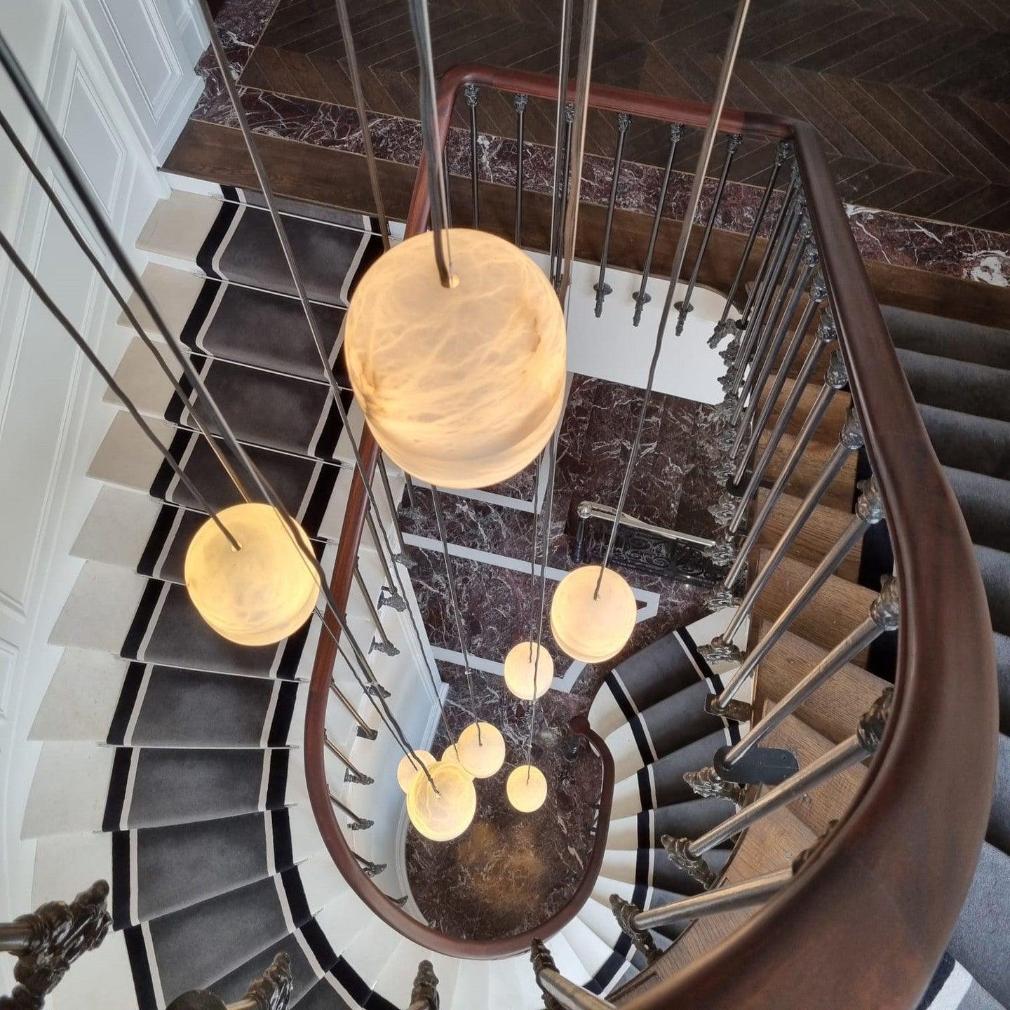 Byers Minimalism Urban Metal Alabaster Pendant Light Hallway Living Room
