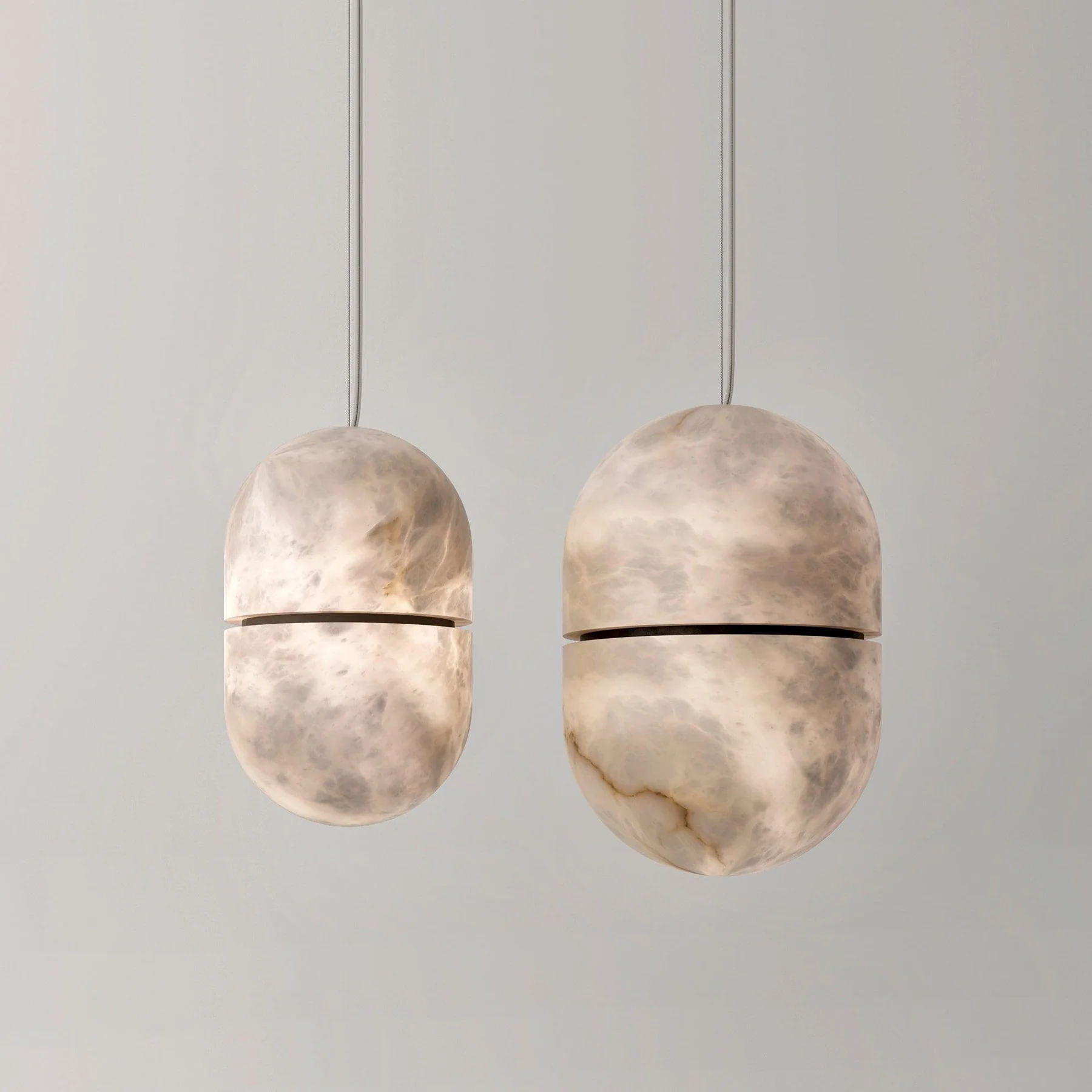 Byers Ellipsoidal Urban Metal Alabaster Pendant Light Hallway Living Room
