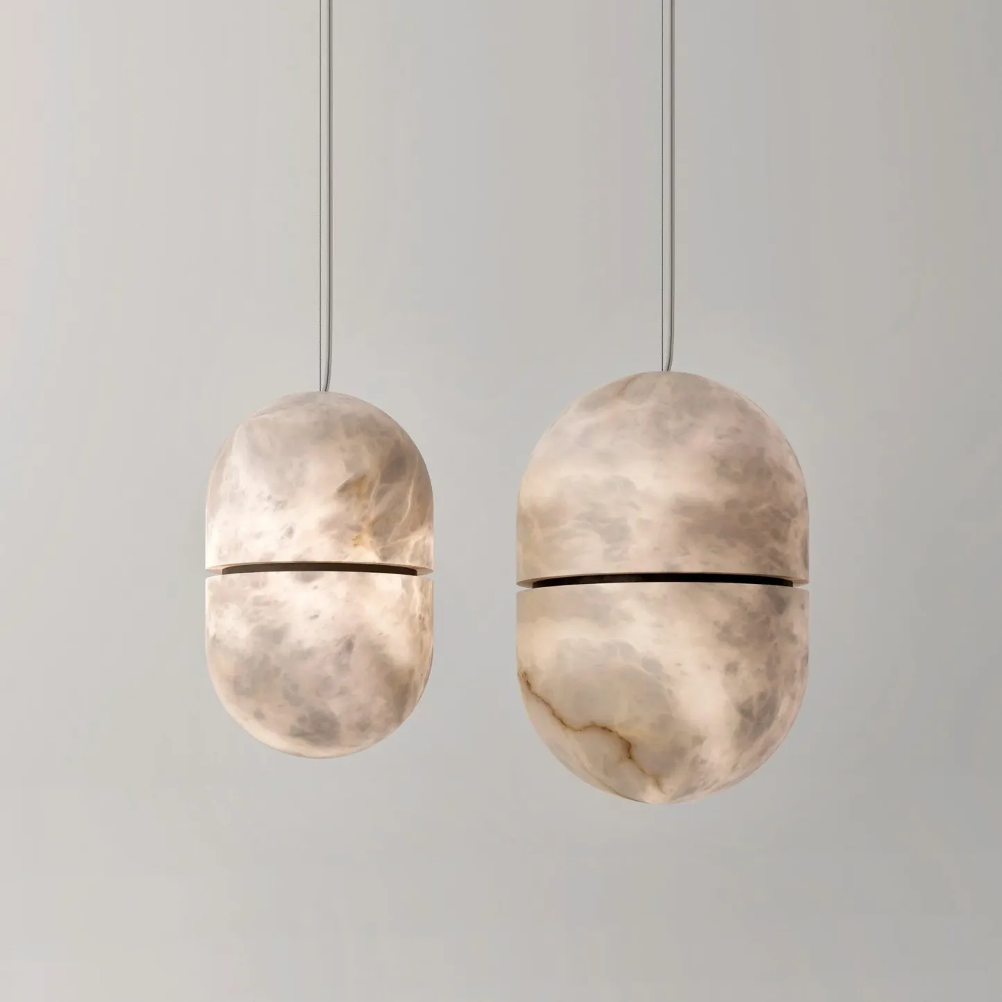 Byers Ellipsoidal Urban Metal Alabaster Pendant Light Hallway Living Room